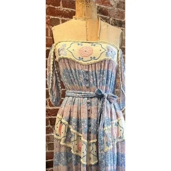 Fillyboo Maternity Vintage Bloom Boho Embroidered Garden Maxi Dress Medium - Picture 3 of 16